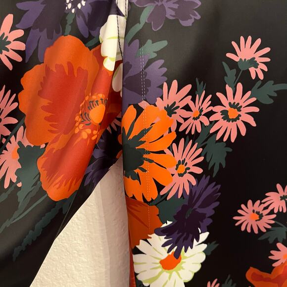 STAUD Austin Pants Size 4 Satin Floral Bloom Flares Black - Picture 14 of 16